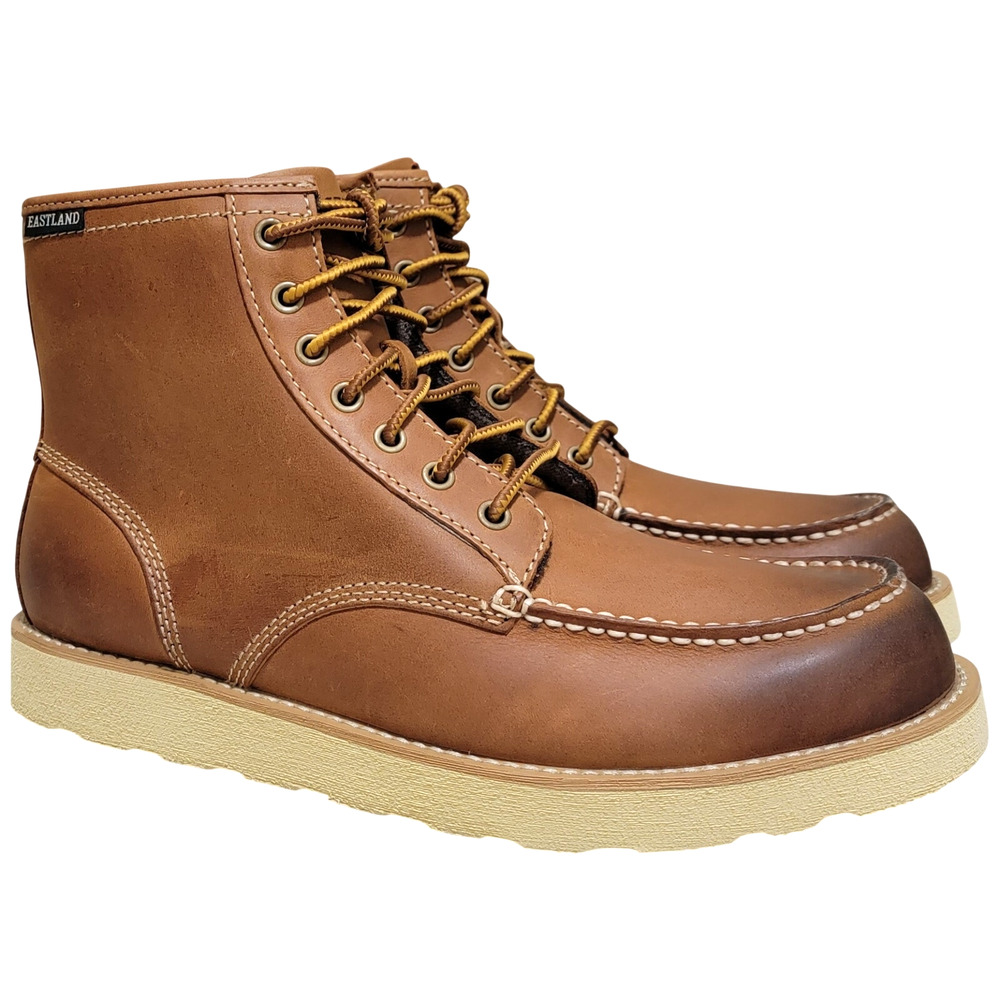 Eastland Men Lumber Up Moc Toe Combat Boots Size US 13M Peanut Brown Leather